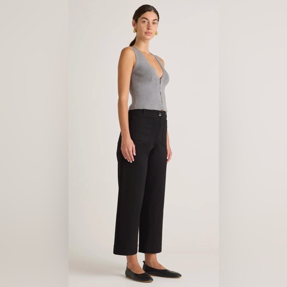 NWT Quince Ultra-Stretch Ponte Cropped Wide Leg Pants - Picture 2 of 14